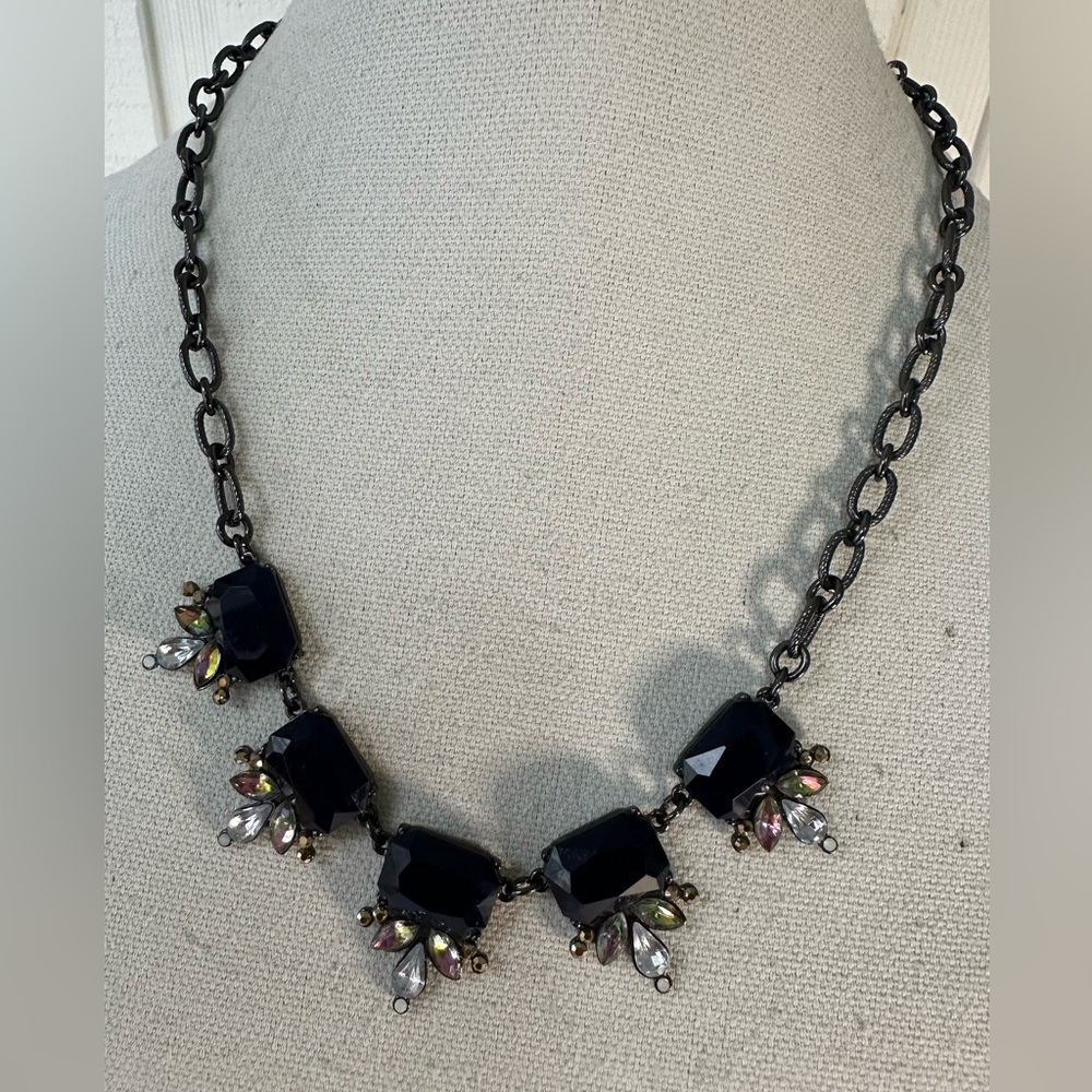 Sparkly navy blue rhinestone statement necklace